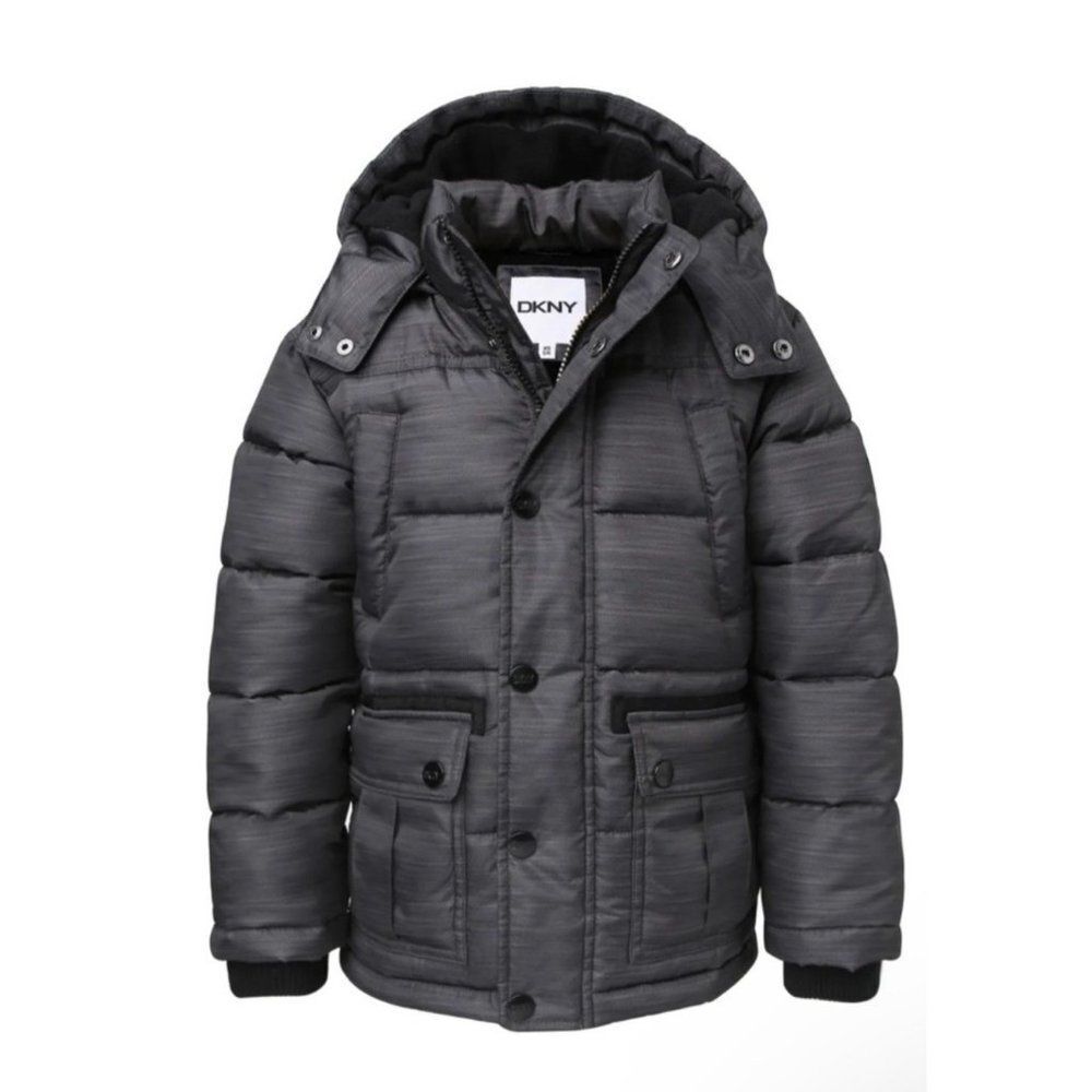 DKNY Youth Parka Size M (10-12) Quilted Coat Fleece Lining Snap Closure‎